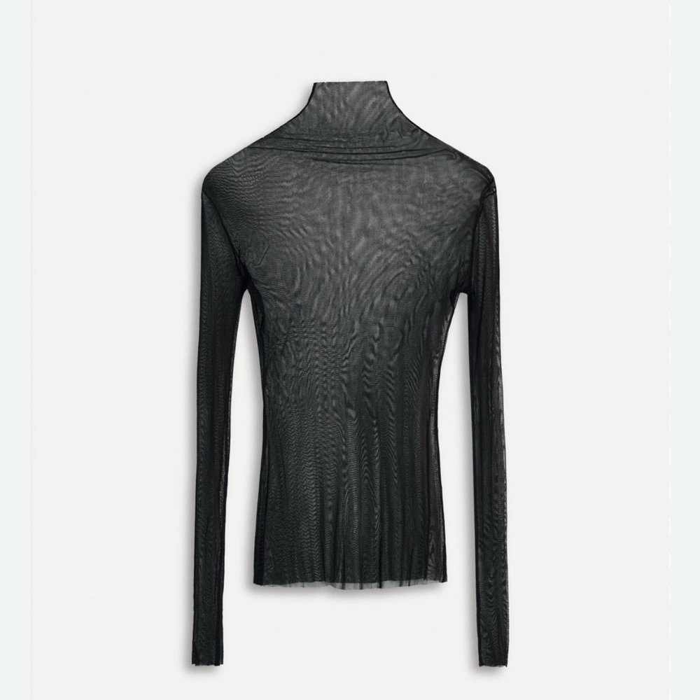 Zara 50 Anniversary Black 100% silk Sheer Long Sleeve top
